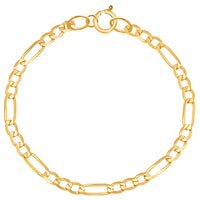 Real Genuine 1/20 14K Yellow Gold GF Figaro Link Bracelet 3 mm 7 Inch for Men and Women