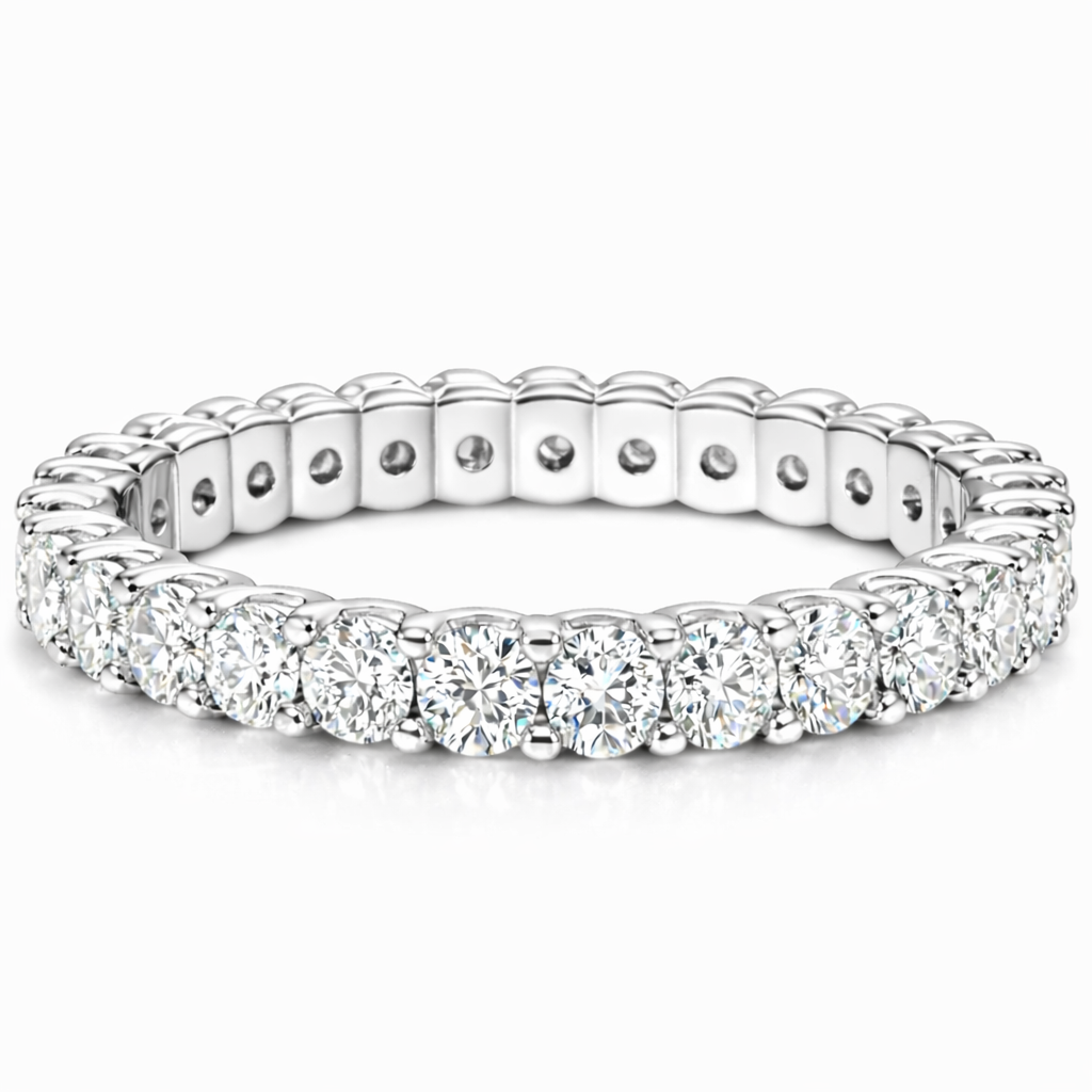 1 1/2 Carat VS Clarity Lab Grown Round Diamond Eternity Band Wedding Ring in Solid 14K White Gold for Women and Men